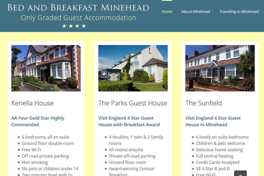 Bed and breakfast website designers in Somerset