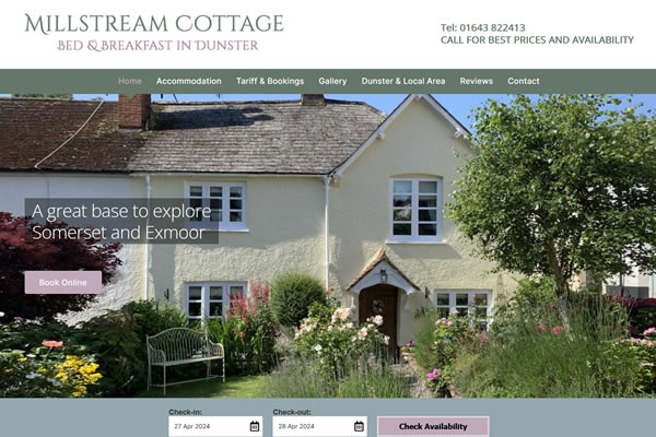 Millstream Cottage Dunster Website Designer in Somerset